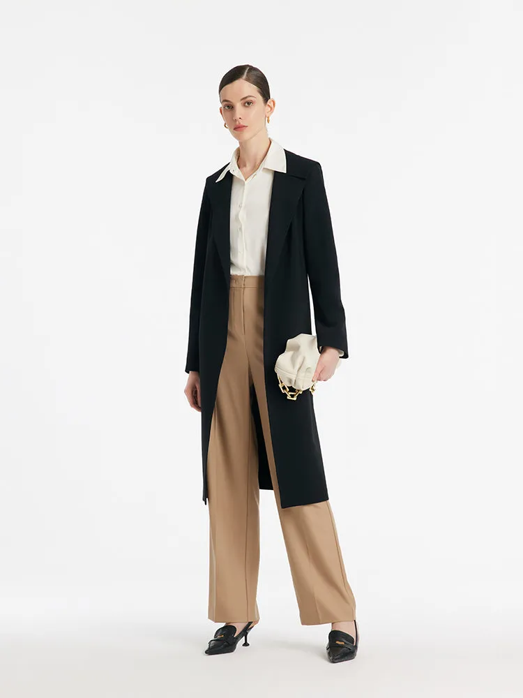 Worsted Wool Navy Collar Women Trench Coat sold by Goelia product image thumbnail 2