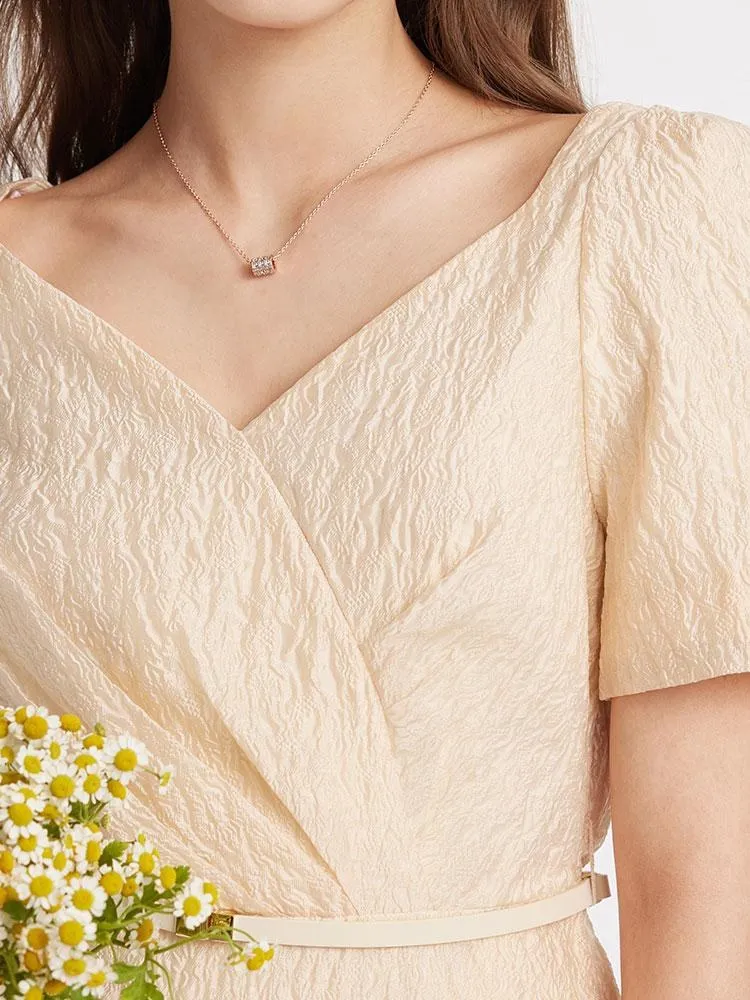 V-neck A-Line Jacquard Midi Dress sold by Goelia product image thumbnail 5