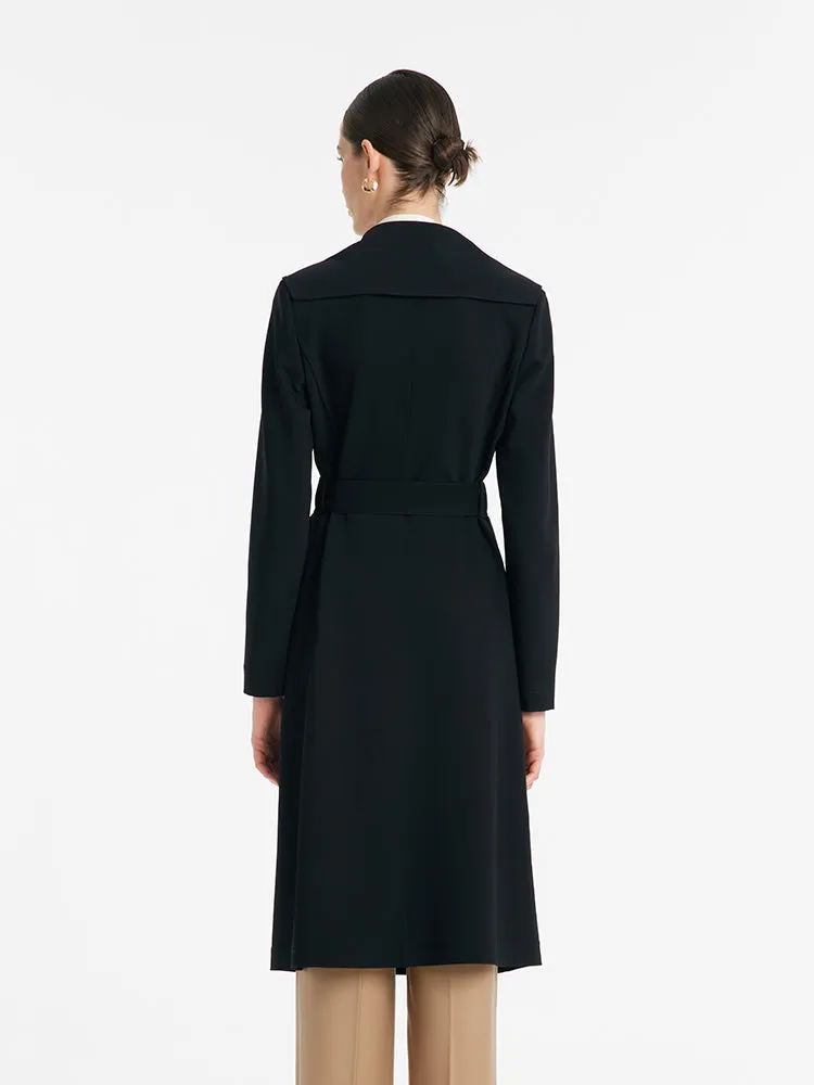 Worsted Wool Navy Collar Women Trench Coat sold by Goelia product image thumbnail 4