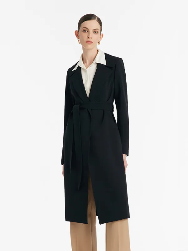 Worsted Wool Navy Collar Women Trench Coat sold by Goelia