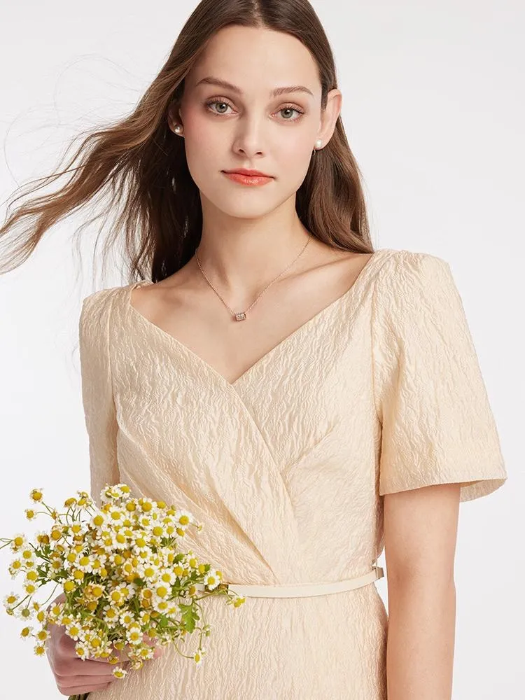 V-neck A-Line Jacquard Midi Dress sold by Goelia product image thumbnail 4