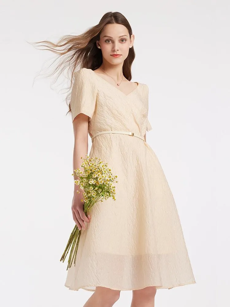 V-neck A-Line Jacquard Midi Dress sold by Goelia product image thumbnail 2