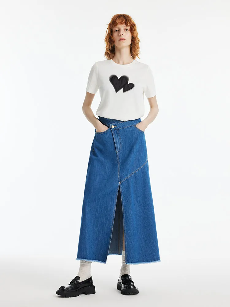 Denim Asymmetrical Slit Women Skirt sold by Goelia product image thumbnail 2