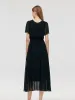 10 Momme Mulberry Silk Bow Tie Neck Ruffle Women Midi Dress sold by Goelia