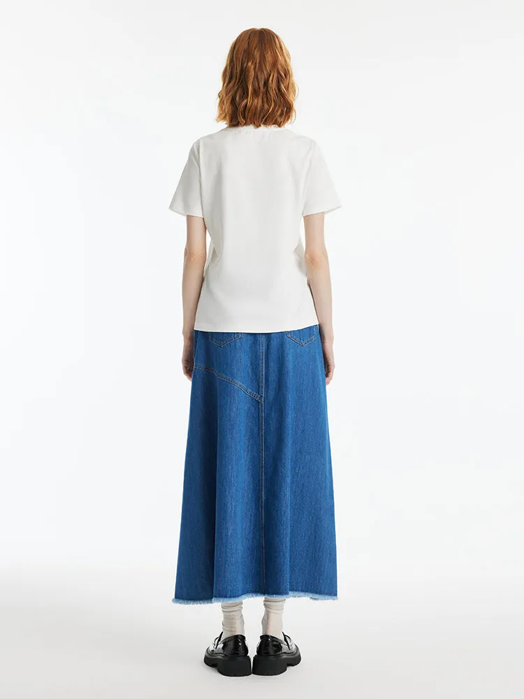 Denim Asymmetrical Slit Women Skirt sold by Goelia product image thumbnail 5
