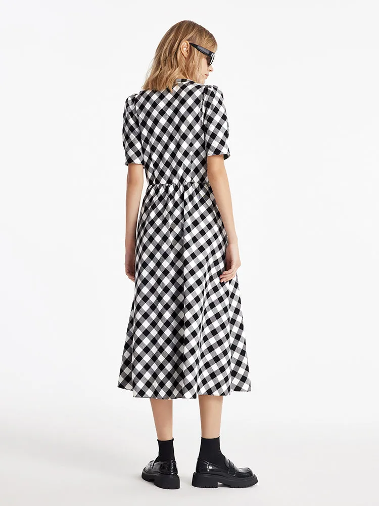 Gingham V-Neck Women Maxi Dress sold by Goelia product image thumbnail 5