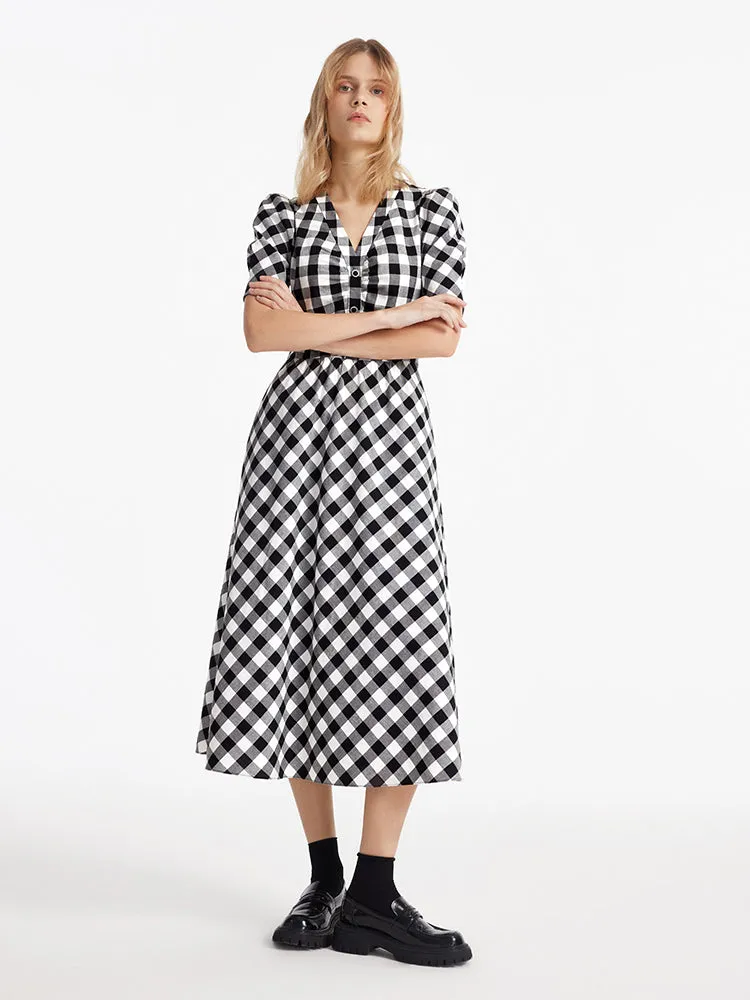 Gingham V-Neck Women Maxi Dress sold by Goelia product image thumbnail 3