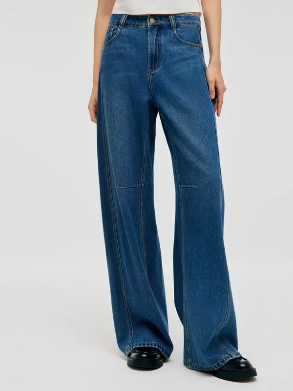 Denim Mid-Rise Women Baggy Jeans made by Goelia