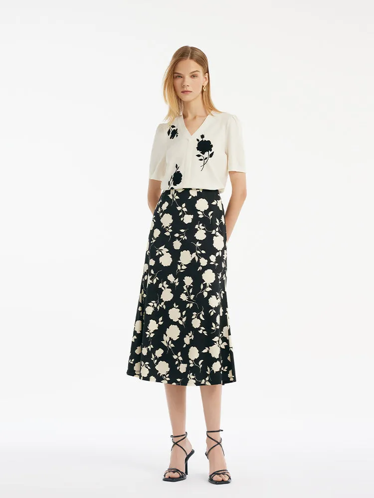 Rose Print Mermaid Women Half Skirt sold by Goelia product image thumbnail 2