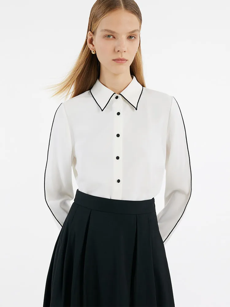 Contrast Trim Commute Women Shirt sold by Goelia