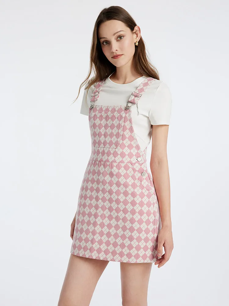 Pink Jacquard Denim Pinafore Mini Dress sold by Goelia product image thumbnail 2