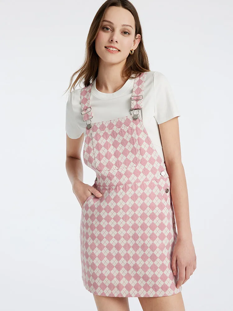 Pink Jacquard Denim Pinafore Mini Dress sold by Goelia product image thumbnail 4