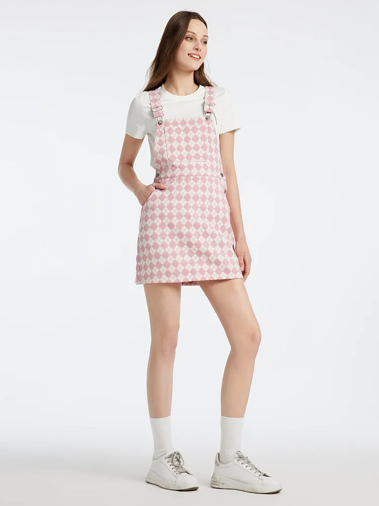 Pink Jacquard Denim Pinafore Mini Dress sold by Goelia product image thumbnail 3