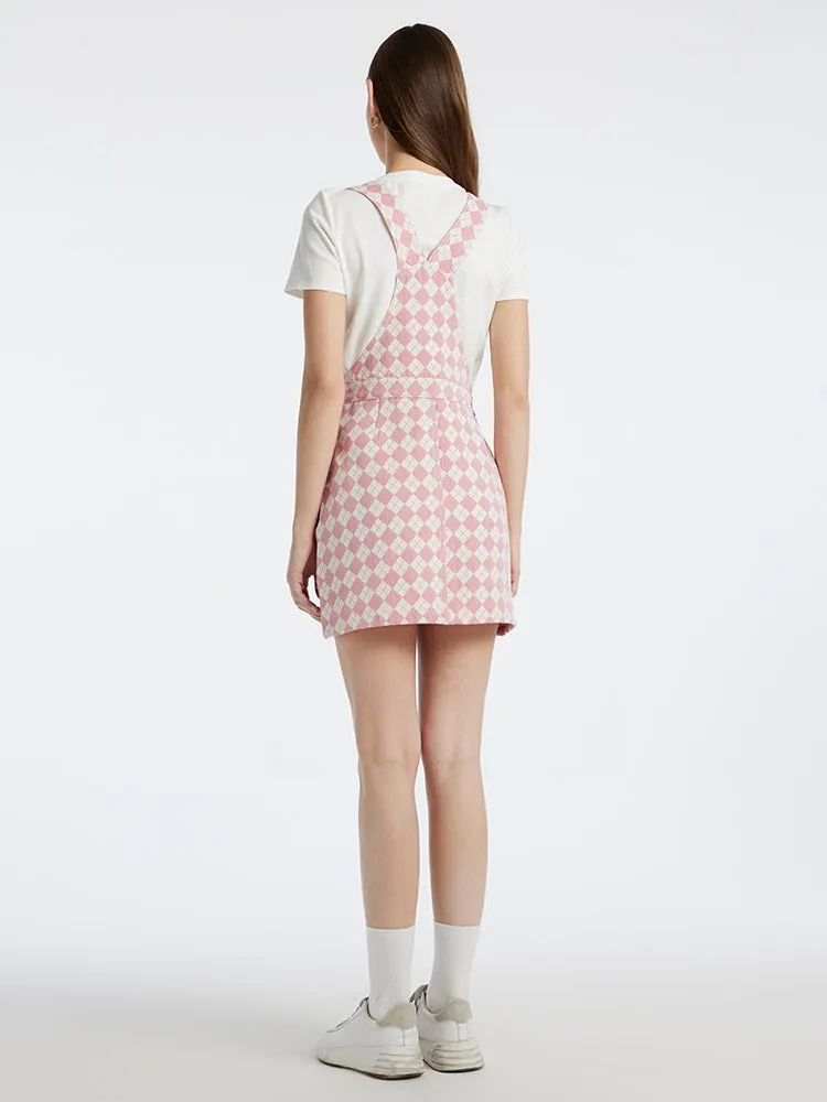 Pink Jacquard Denim Pinafore Mini Dress sold by Goelia product image thumbnail 5