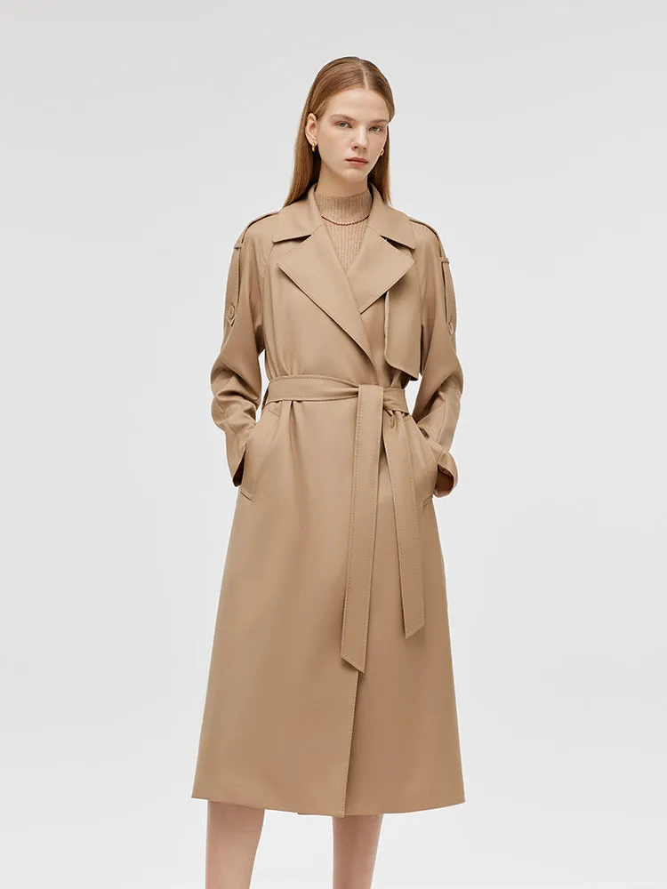 Worsted Wool Lapel Women Trench Coat With Belt sold by Goelia product image thumbnail 5