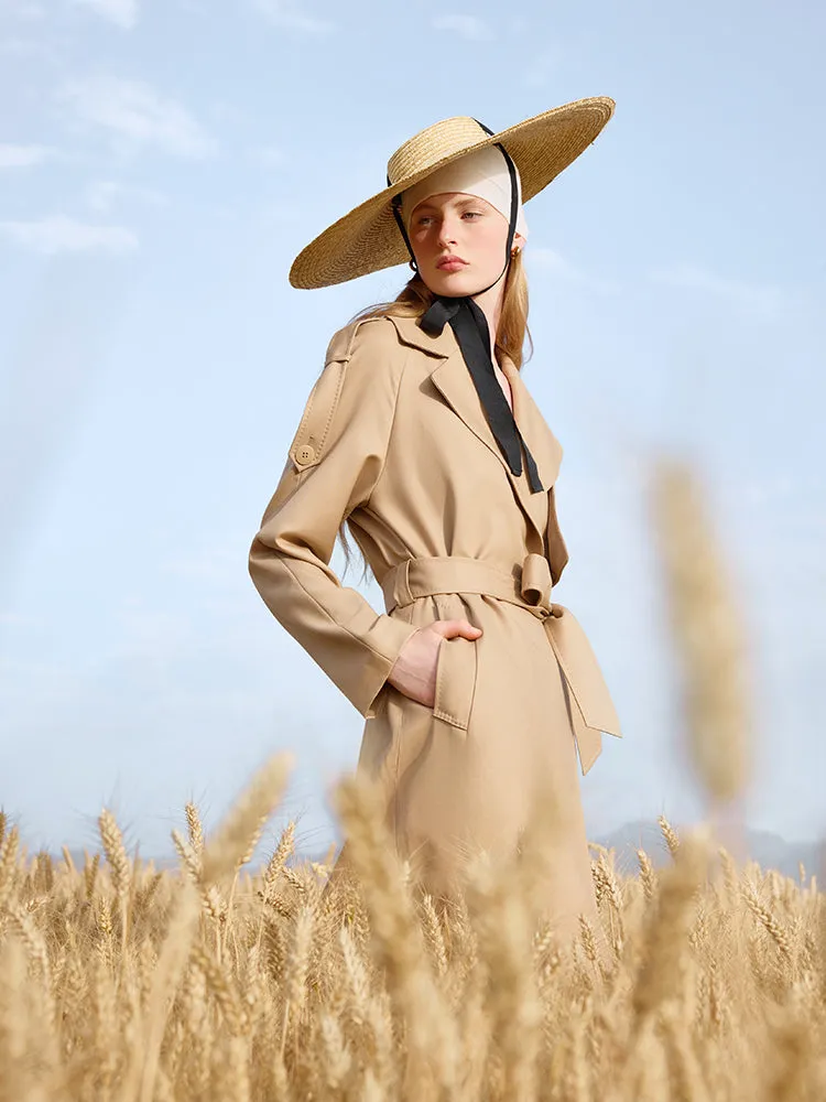 Worsted Wool Lapel Women Trench Coat With Belt sold by Goelia product image thumbnail 4