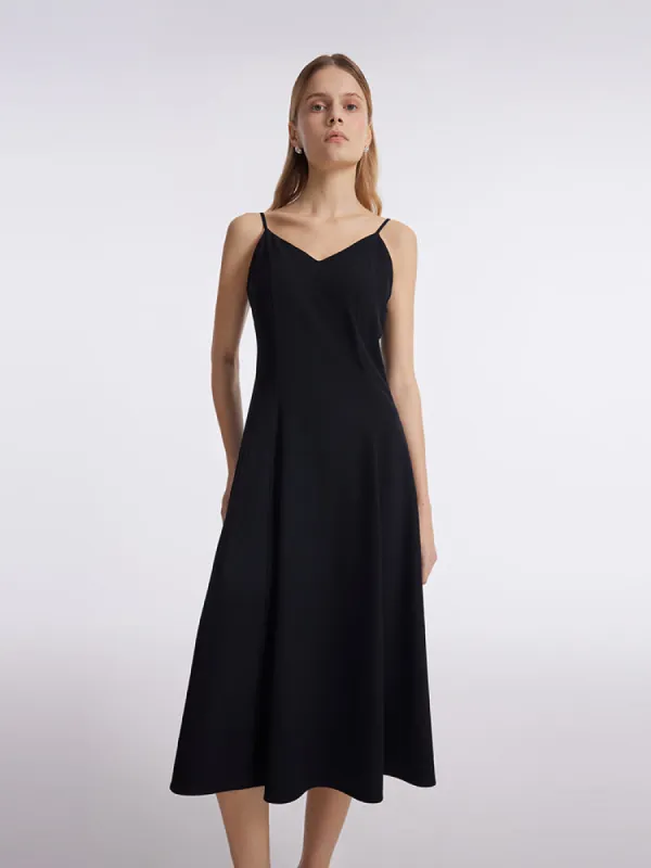 Women Spaghetti Strap Midi Dress With Detachable Chest Pads sold by Goelia