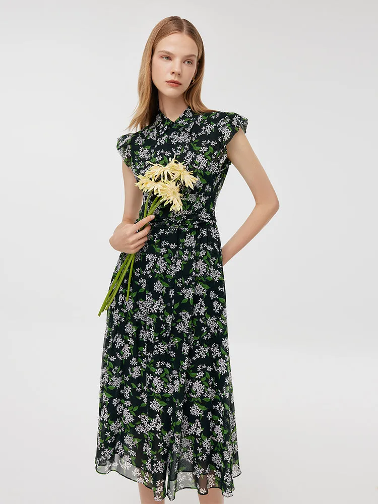 10 Momme Mulberry Silk Tied Back Women Midi Dress sold by Goelia product image thumbnail 5