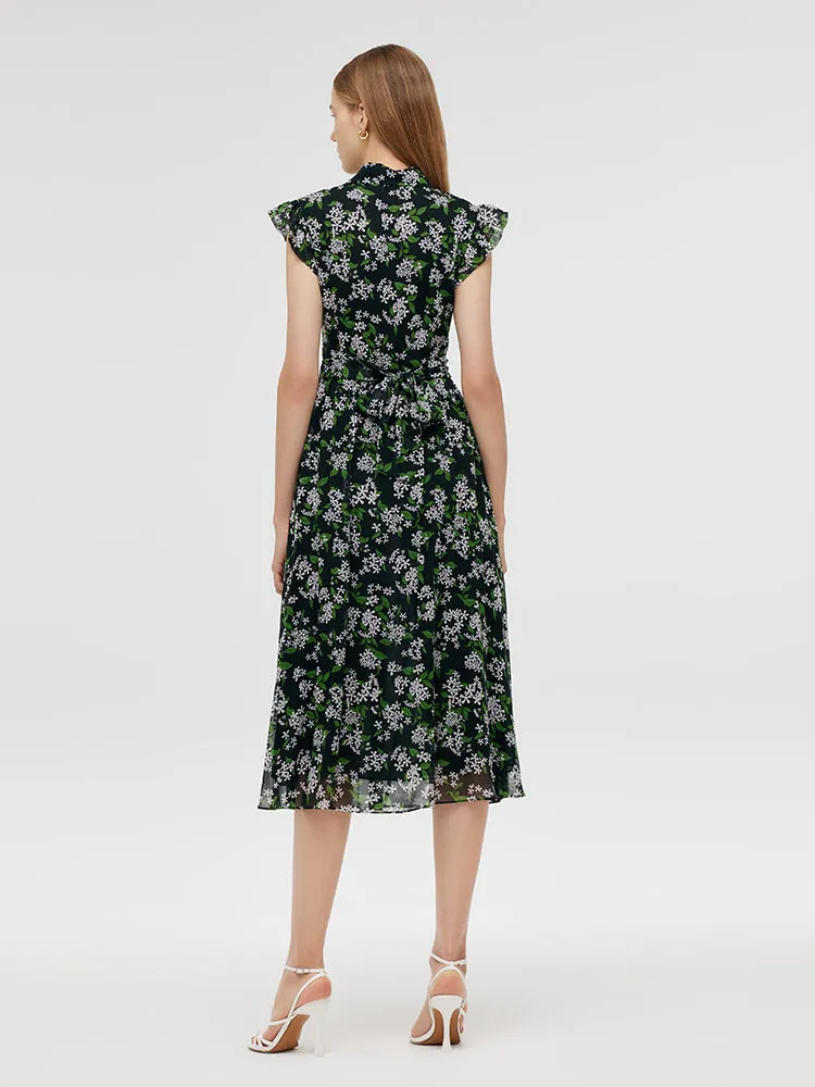 10 Momme Mulberry Silk Tied Back Women Midi Dress sold by Goelia product image thumbnail 3