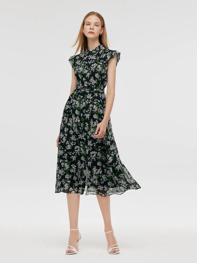 10 Momme Mulberry Silk Tied Back Women Midi Dress sold by Goelia product image thumbnail 4