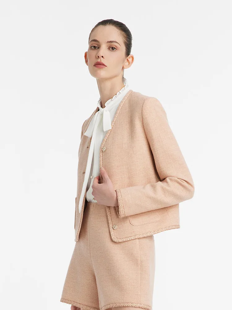 Washable Wool V-Neck Women Jacket With Patch Pockets sold by Goelia product image thumbnail 5