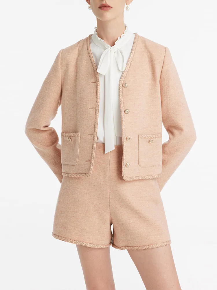 Washable Wool V-Neck Women Jacket With Patch Pockets sold by Goelia product image thumbnail 3