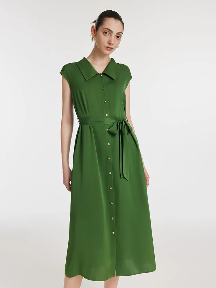22 Momme Mulberry Silk Lapel Women Midi Dress With Belt sold by Goelia product image thumbnail 2