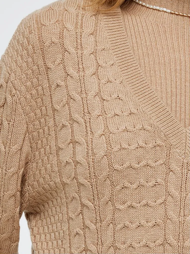 Wool V-Neck Women Sweater And Sleeveless Midi Dress Two-Piece Set sold by Goelia product image thumbnail 5