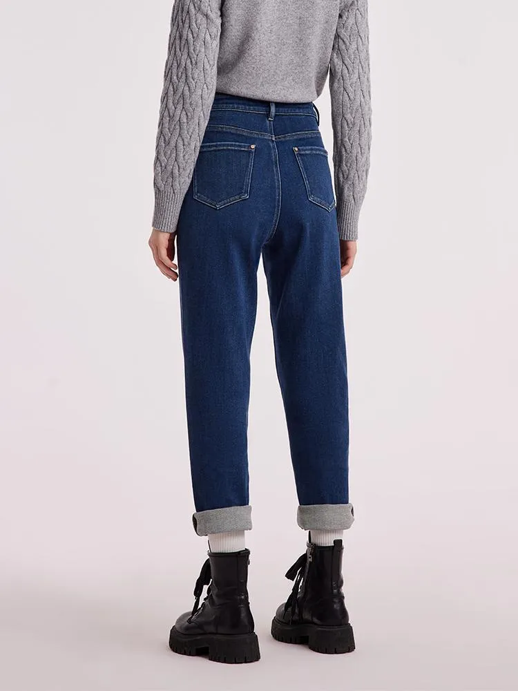 High-Waisted Ankle Length Tapered Denim Jeans sold by Goelia product image thumbnail 5