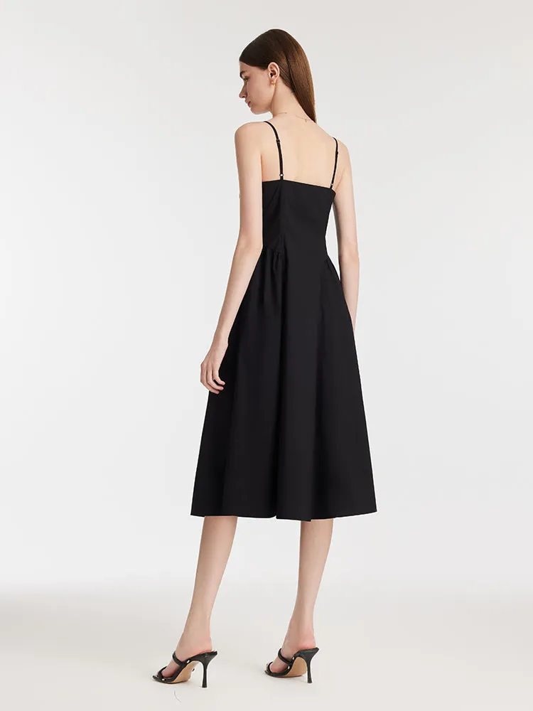 Gathered Waist Spaghetti Strap Women Midi Dress With Detachable Chest Pads sold by Goelia product image thumbnail 5