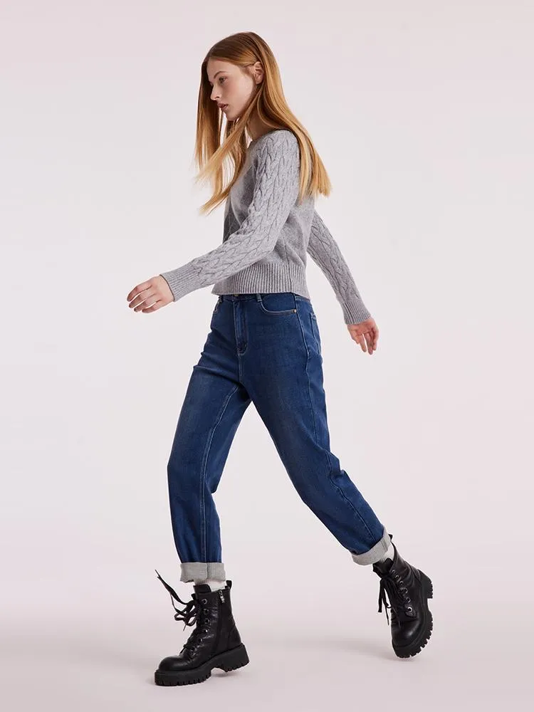 High-Waisted Ankle Length Tapered Denim Jeans sold by Goelia product image thumbnail 2