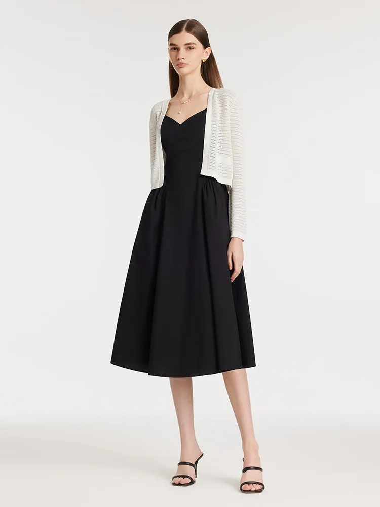 Gathered Waist Spaghetti Strap Women Midi Dress With Detachable Chest Pads sold by Goelia product image thumbnail 4