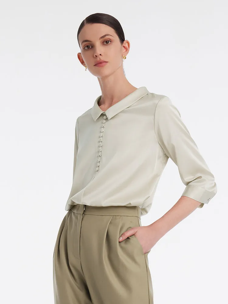 Silk Lapel Collar Women Shirt sold by Goelia