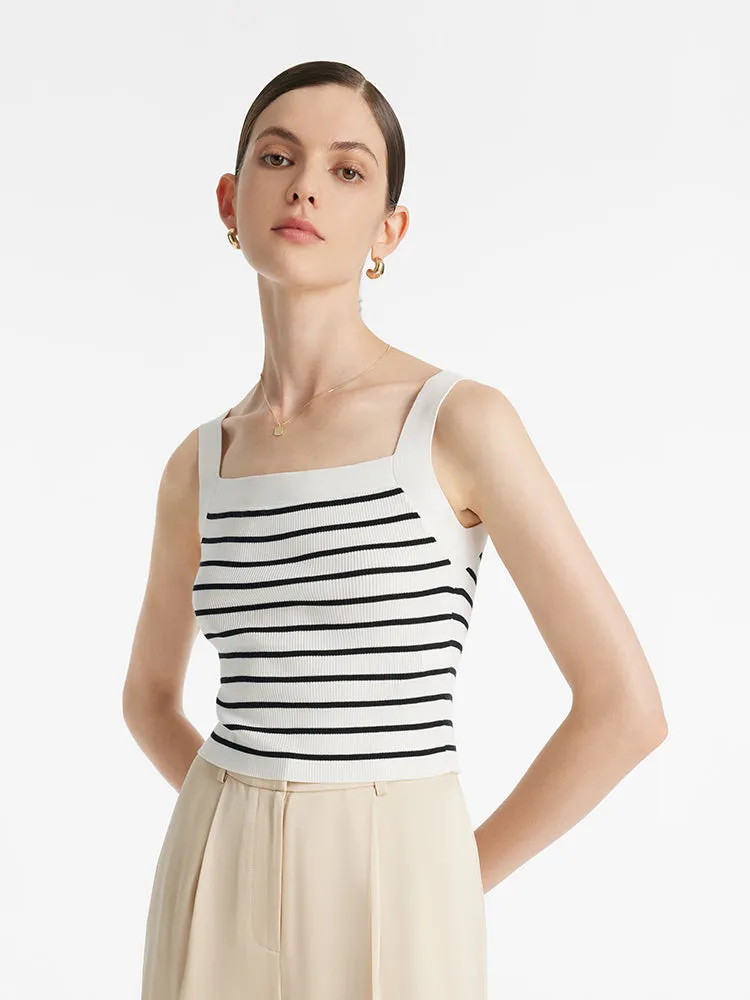 Acetate Striped Square Neck Women Knit Vest sold by Goelia product image thumbnail 5