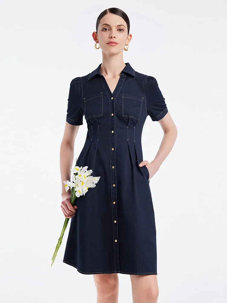 Gathered Waist Denim Mini Dress sold by Goelia product image thumbnail 2