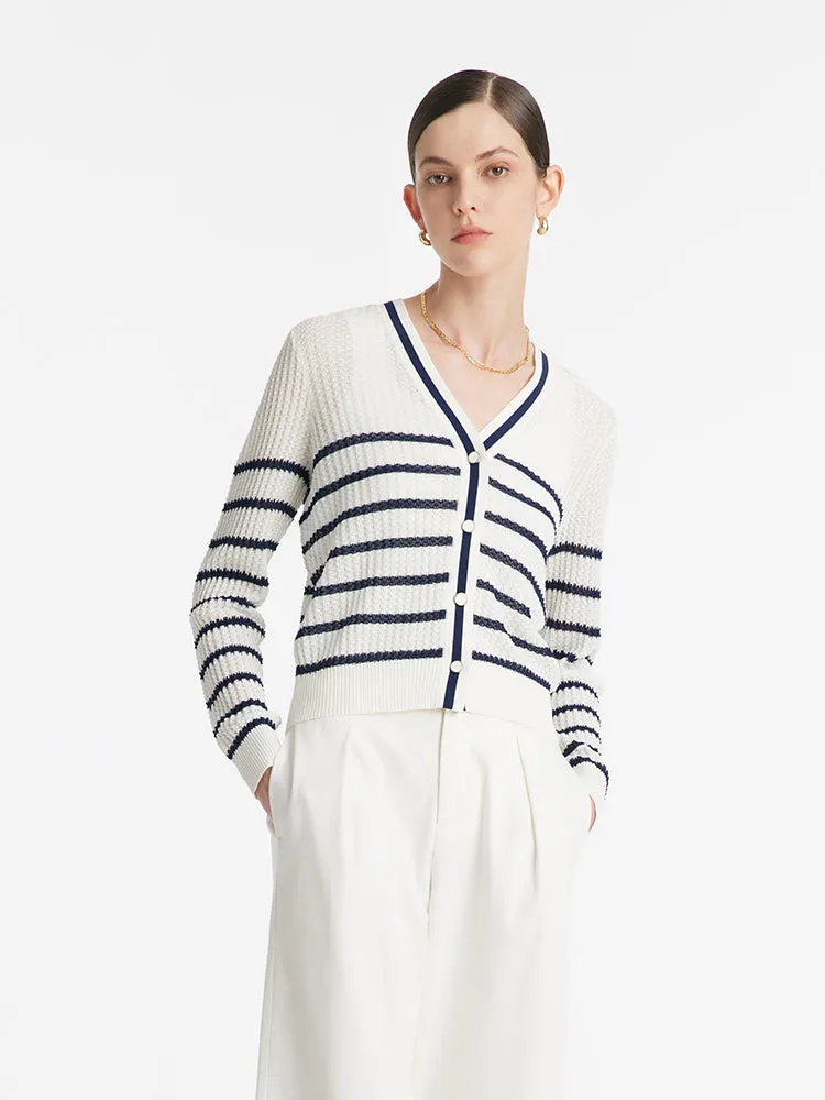Acetate Striped Women Cardigan sold by Goelia product image thumbnail 3