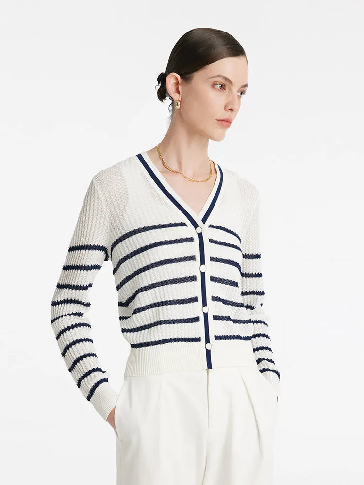 Acetate Striped Women Cardigan sold by Goelia product image thumbnail 5
