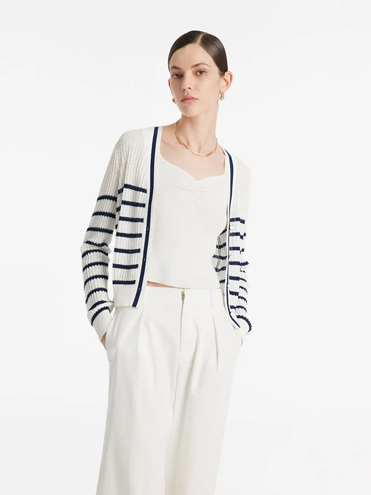 Acetate Striped Women Cardigan sold by Goelia product image thumbnail 4