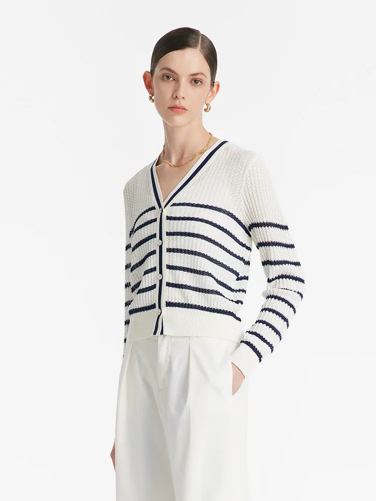 Acetate Striped Women Cardigan sold by Goelia
