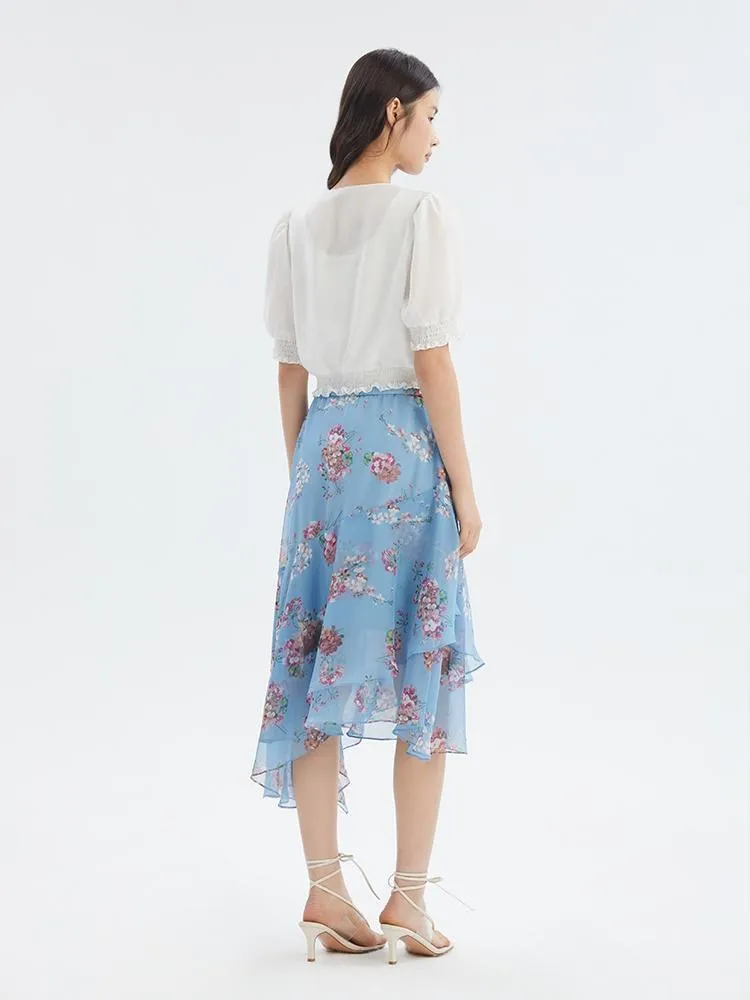 Floral Print Asymmetrical Ruffle Skirt sold by Goelia product image thumbnail 2