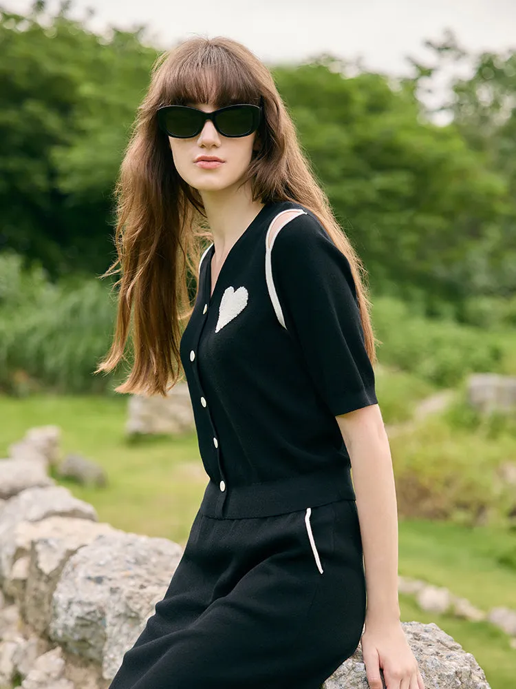 V-Neck Cut-Out Knitted Top And Half Skirt Two-Piece Set sold by Goelia product image thumbnail 5