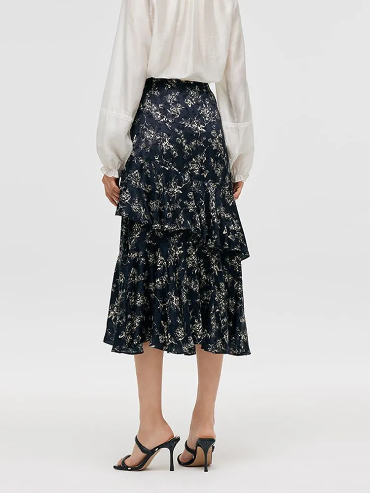 Floral Print Ruffle Trim Women Half Skirt sold by Goelia product image thumbnail 3