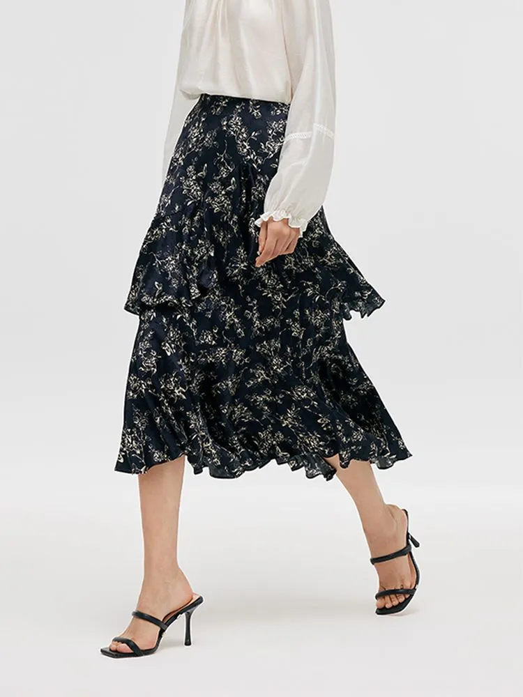 Floral Print Ruffle Trim Women Half Skirt sold by Goelia product image thumbnail 5