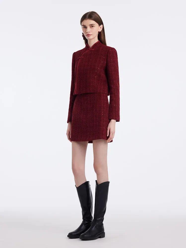 New Chinese-Style Mandarin Collar Crop Jacket And Skirt Two-Piece Set sold by Goelia product image thumbnail 3