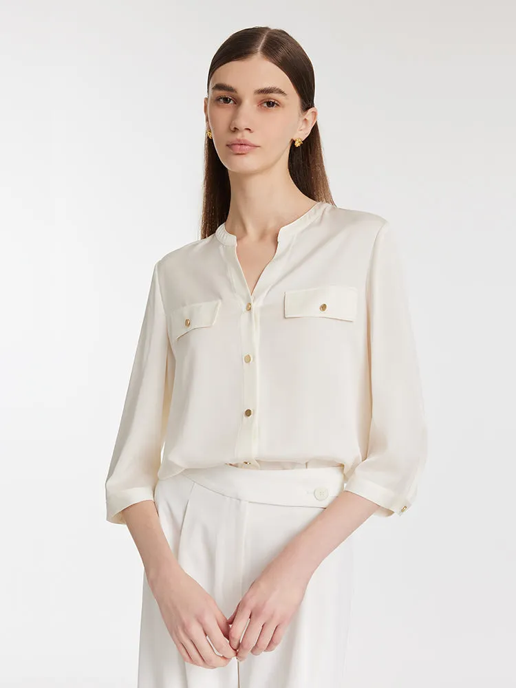 22 Momme Mulberry Silk V-Neck Women Shirt sold by Goelia