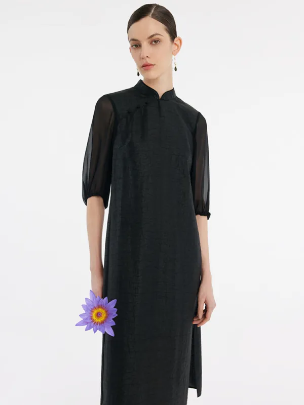 18 Momme Xiang Yun Silk Cheongsam Women Midi Qipao Dress sold by Goelia