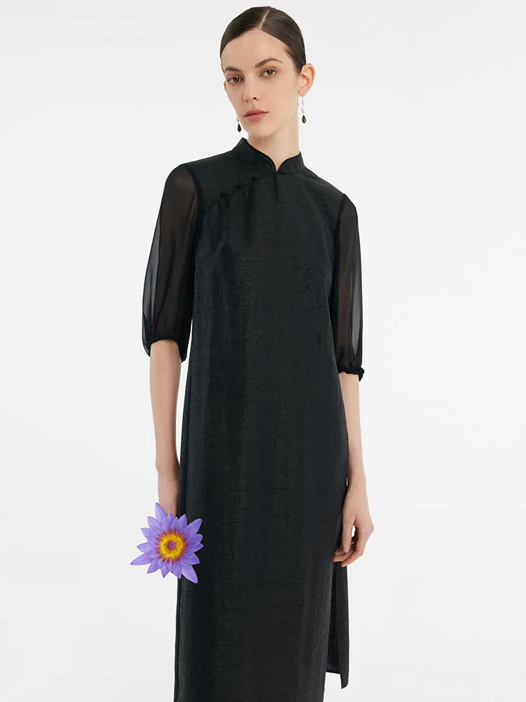 18 Momme Xiang Yun Silk Cheongsam Women Midi Qipao Dress sold by Goelia