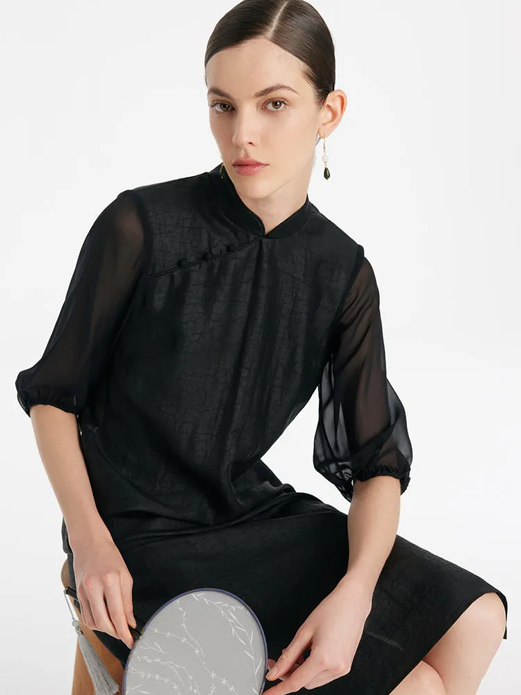 18 Momme Xiang Yun Silk Cheongsam Women Midi Qipao Dress sold by Goelia product image thumbnail 5