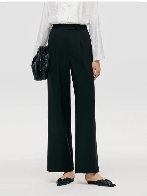 Worsted Wool New Chinese-Style Straight Women Pants sold by Goelia
