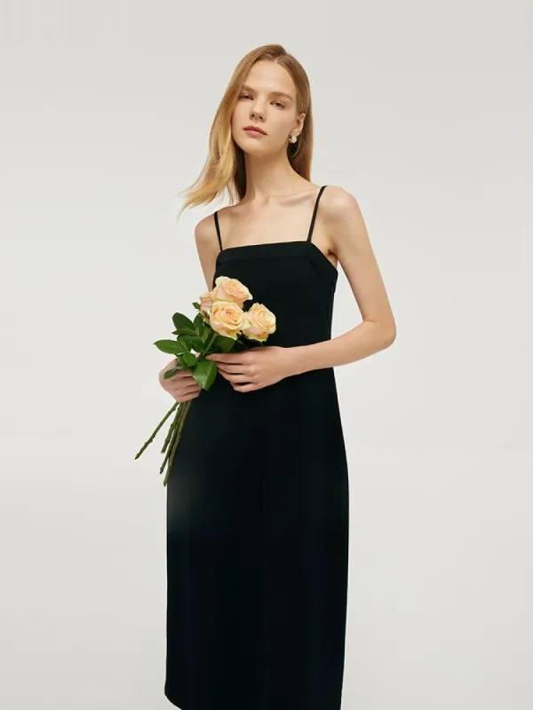 Women Knitted Detachable Spaghetti Strap Midi Dress sold by Goelia